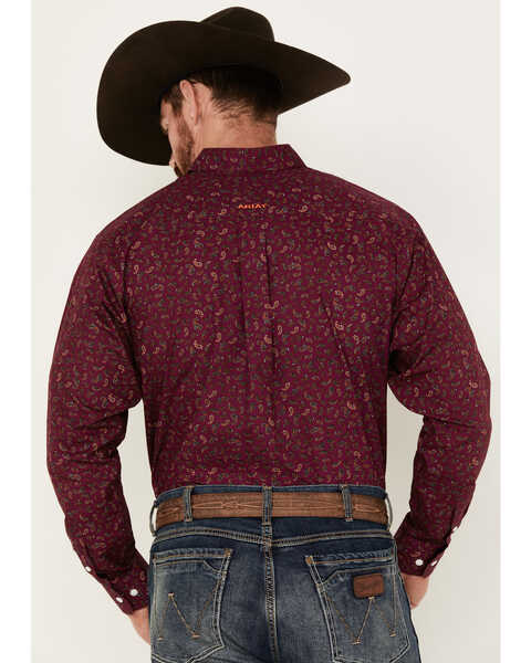 Image #4 - Ariat Men's Vernell Paisley Print Long Sleeve Button-Down Western Shirt, Magenta, hi-res