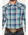 Image #3 - Wrangler Retro Men's Plaid Print Long Sleeve Snap Western Shirt, Teal, hi-res