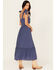 Image #4 - Trixxi Women's Smocked Waist Midi Dress, Blue, hi-res