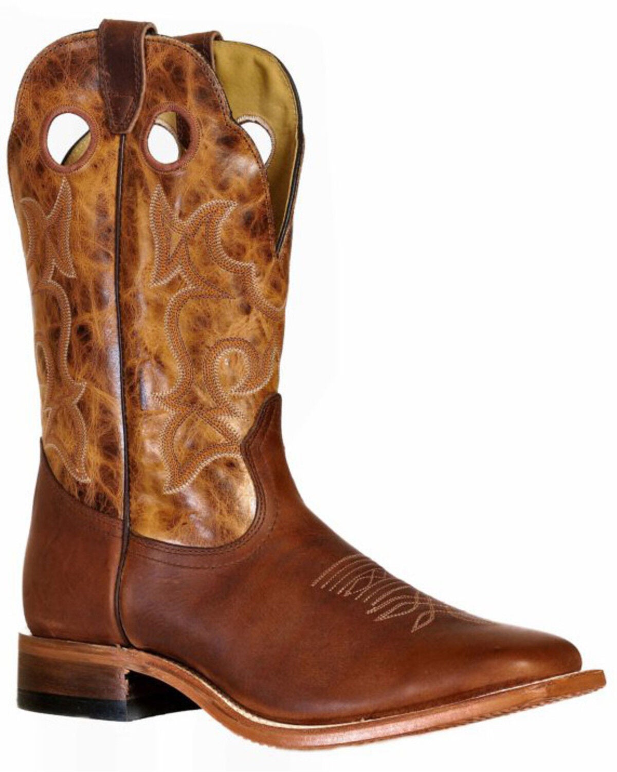 Boulet Men's Grizzly Sand Western Boots - Wide Square Toe, Cognac, hi-res