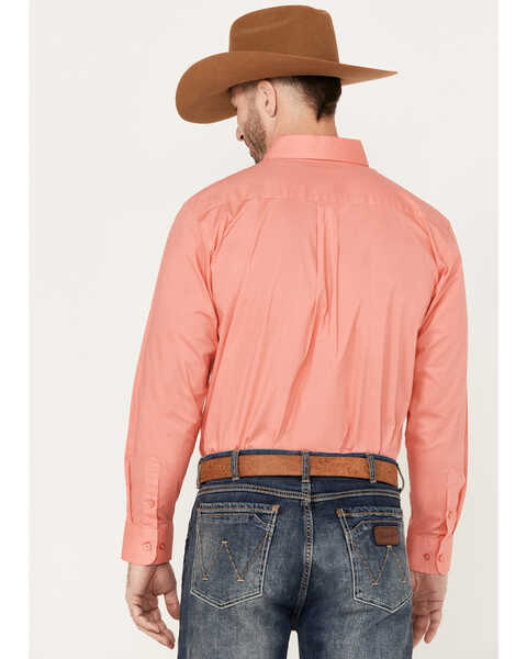 Image #4 - Panhandle Select Men's Solid Long Sleeve Button Down Western Shirt, Peach, hi-res