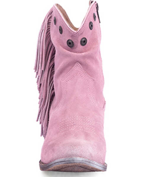 Image #3 - Circle G Women's Studded Suede Fringe Ankle Boots - Round Toe , Light Purple, hi-res