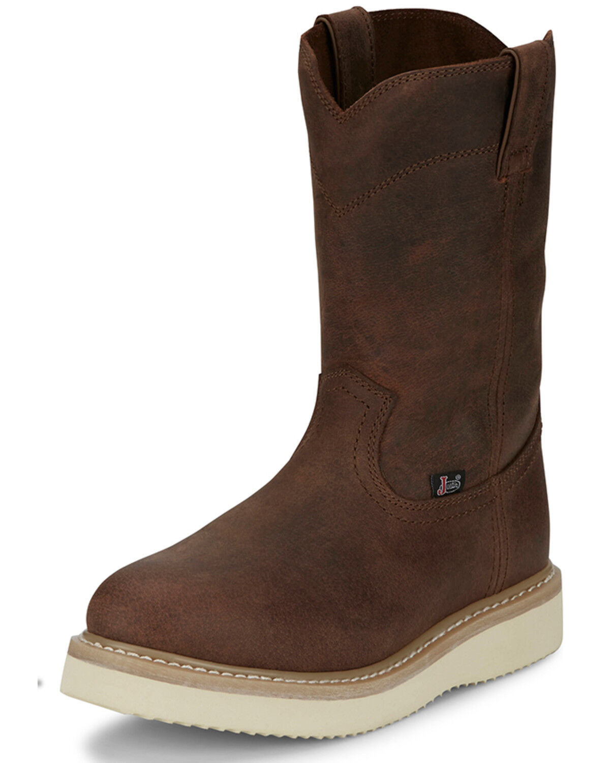 Image #1 - Justin Men's Ram Pull-On Work Boots - Soft Toe, Brown, hi-res