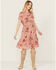Image #1 - Wild Moss Women's Lace Trim Midi Dress, Pink, hi-res