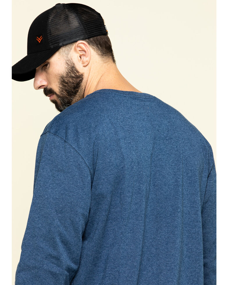 Carhartt Men's Solid Pocket Long Sleeve Work T-Shirt , Heather Blue, hi-res