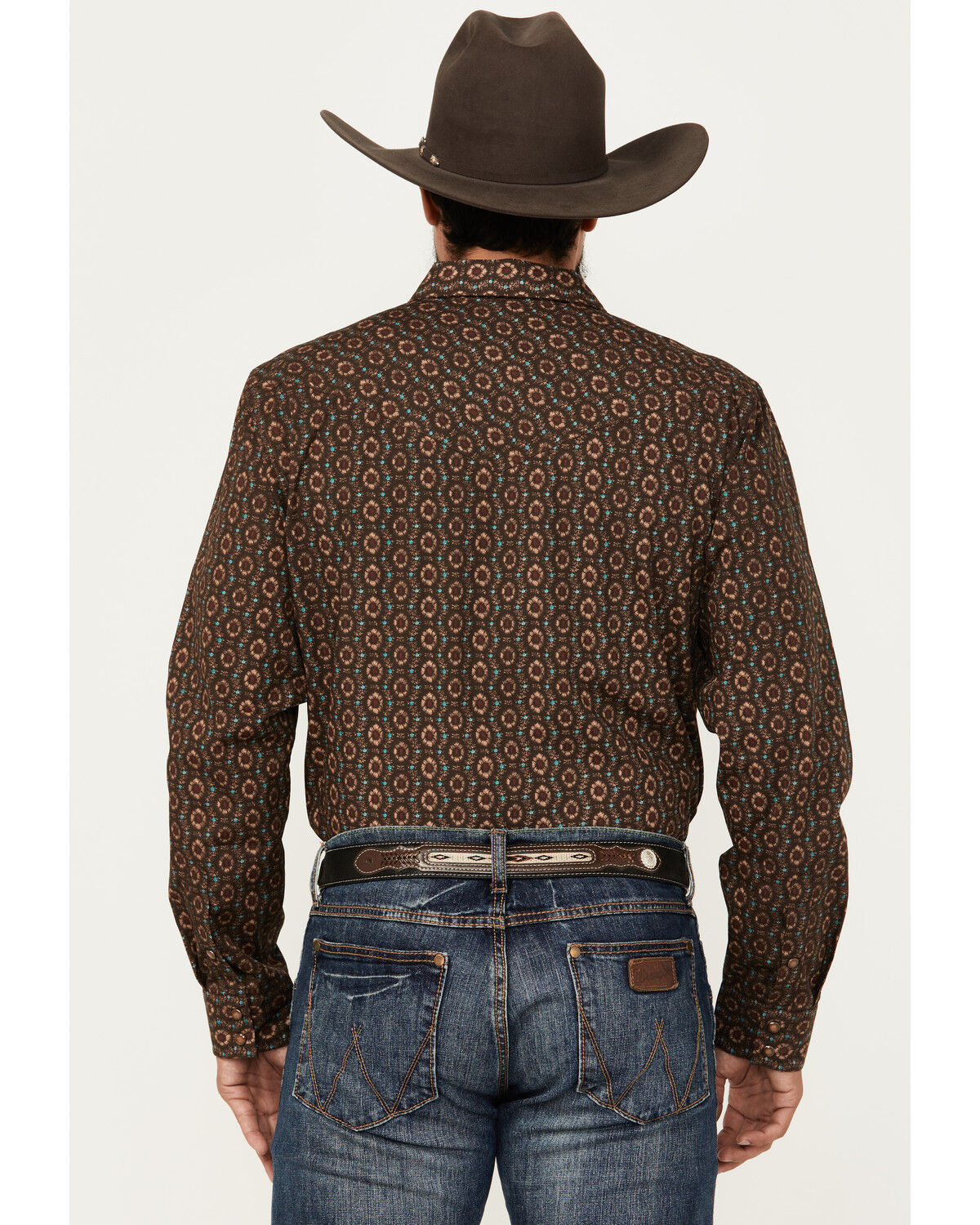 Image #4 - Gibson Trading Co Men's Donovan Medallion Print Long Sleeve Snap Western Shirt, Brown, hi-res