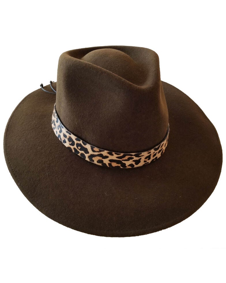 Nikki Beach Women's Leopard Brown Sabi Western Felt Rancher Hat Sheplers
