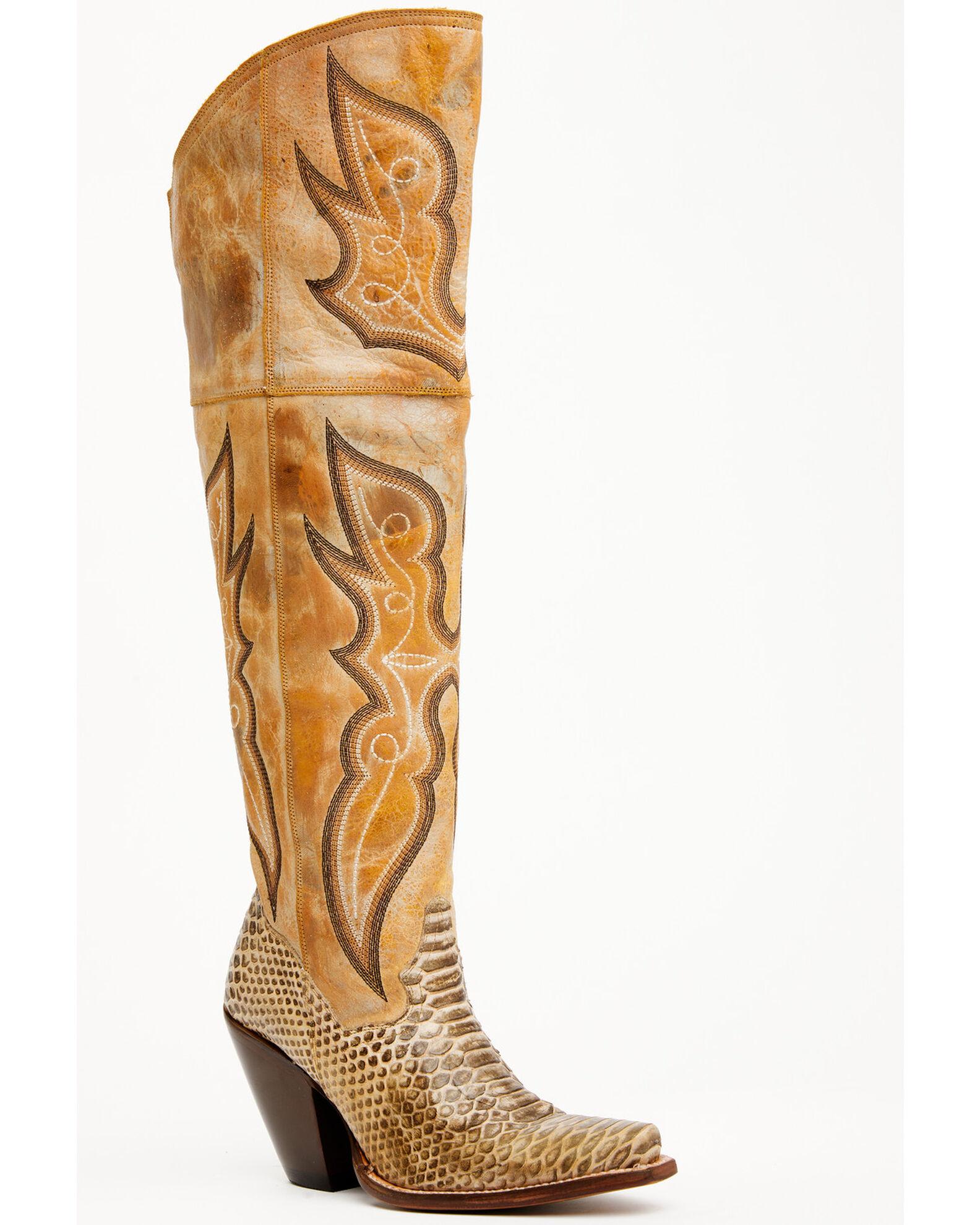 Dan Post Women s 20 Faux Python Aretha Tall Western Boots Snip Toe Sheplers