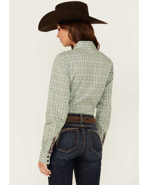Image #4 - Cinch Women's Printed Long Sleeve Button Down Western Shirt, Green, hi-res