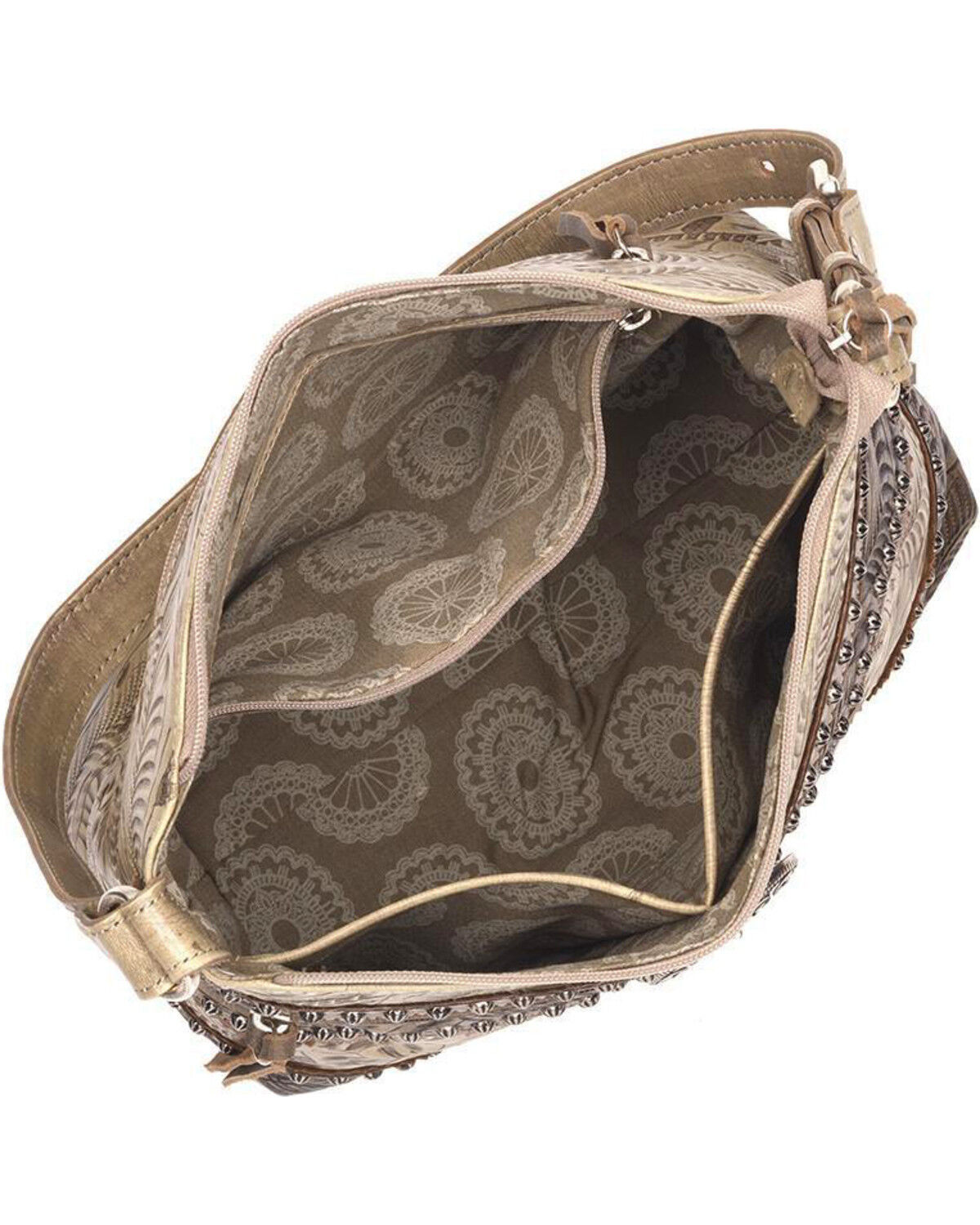 Image #2 - American West Women's Saddle Ridge Zip Top Shoulder Bag, Sand, hi-res