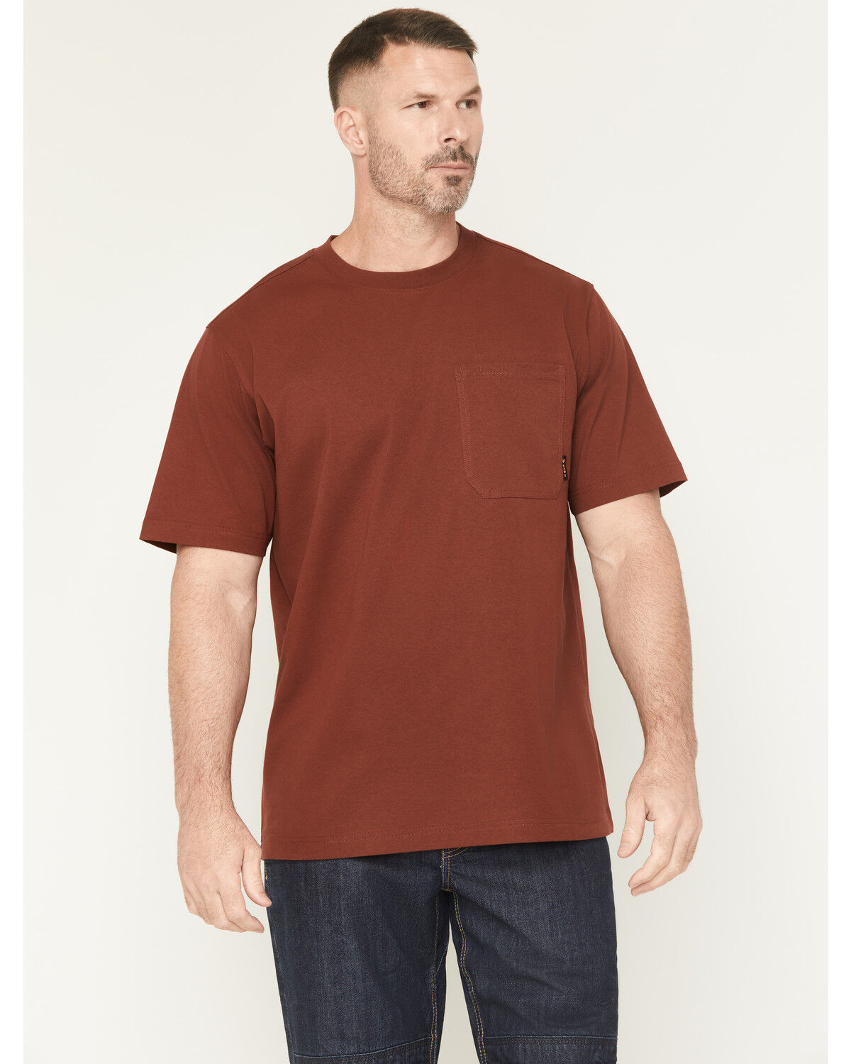Image #1 - Hawx Men's Solid Forge Short Sleeve Work Pocket T-Shirt, Wine, hi-res