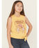 Image #1 - Buttercup Girls Keeping It Country Sleeveless Graphic Tank Top, Mustard, hi-res