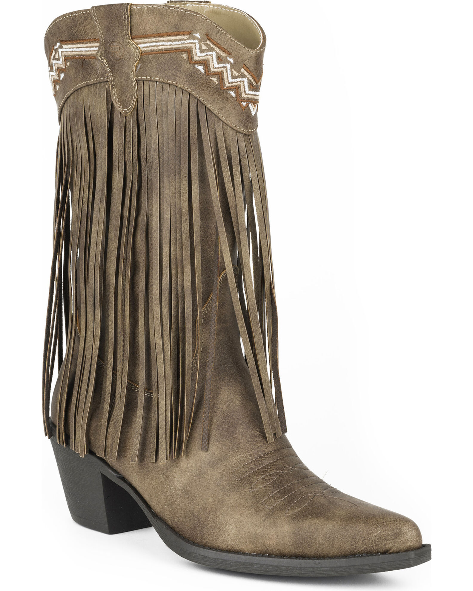 Roper Women s Fringe Faux Leather Western Boots Snip Toe Sheplers