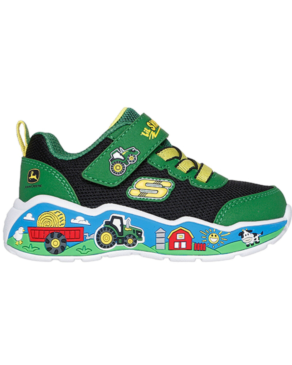 Image #2 - Skechers X John Deere Toddler Boys' Play Scene Barn-Squad Buddies Shoes - Round Toe, Green, hi-res
