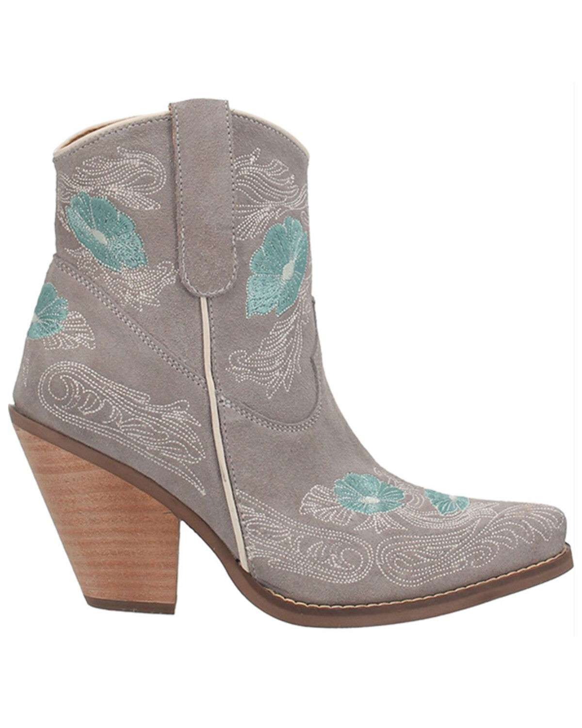 Image #2 - Dingo Women's Tootsie Floral Embroidered Western Fashion Booties - Snip Toe, Grey, hi-res