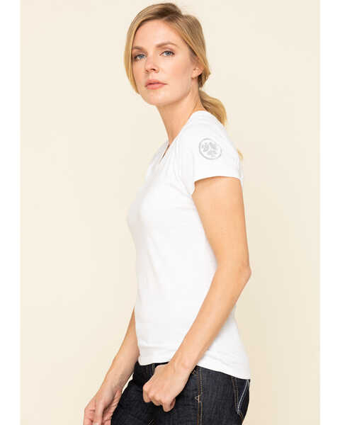 Image #3 - Dovetail Workwear Women's White Solid V-Neck Work Tee, White, hi-res