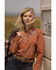 Image #1 - Ely Walker Women's Floral Embroidered Long Sleeve Pearl Snap Western Shirt, Rust Copper, hi-res