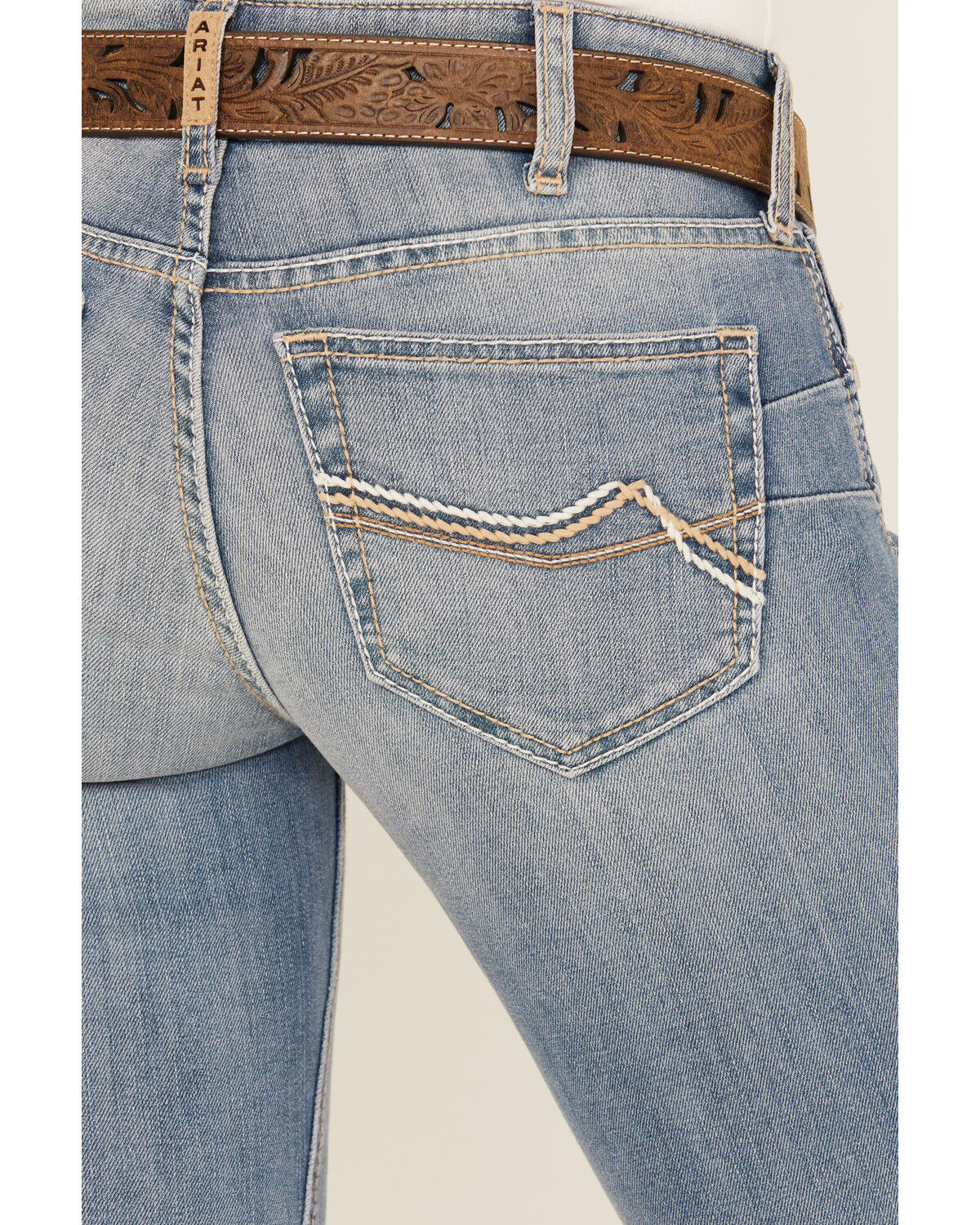 Image #4 - Ariat Women's Mallory Medium Wash Mid Rise Straight Stretch Denim Jeans, Medium Wash, hi-res