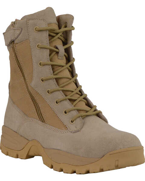 Image #1 - Milwaukee Leather Men's 9" Side Zipper Tactical Boots - Round Toe, Sand, hi-res