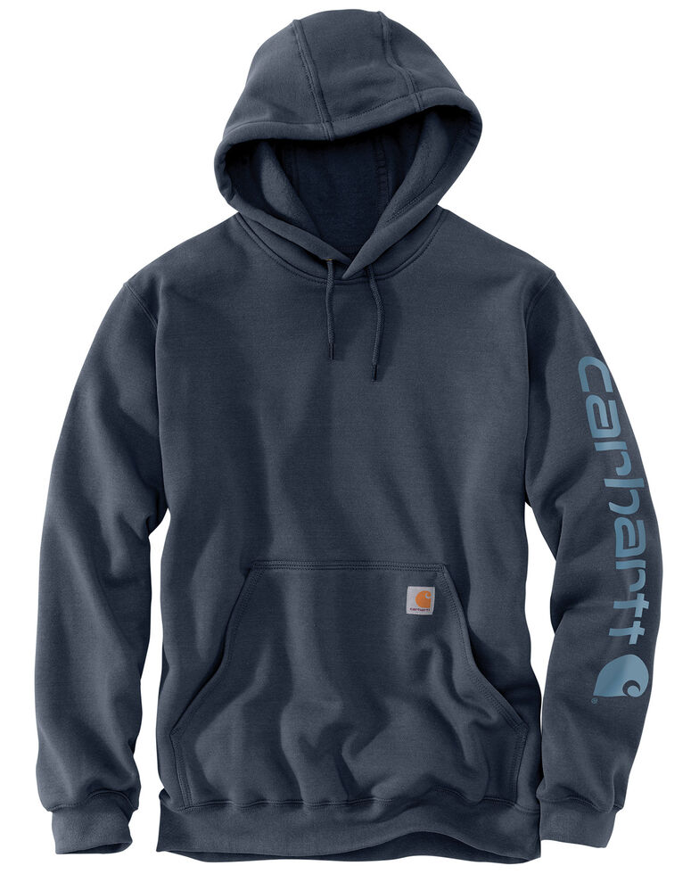Carhartt Men's Mid Weight Hooded Logo Work Sweatshirt - Tall , Blue, hi-res