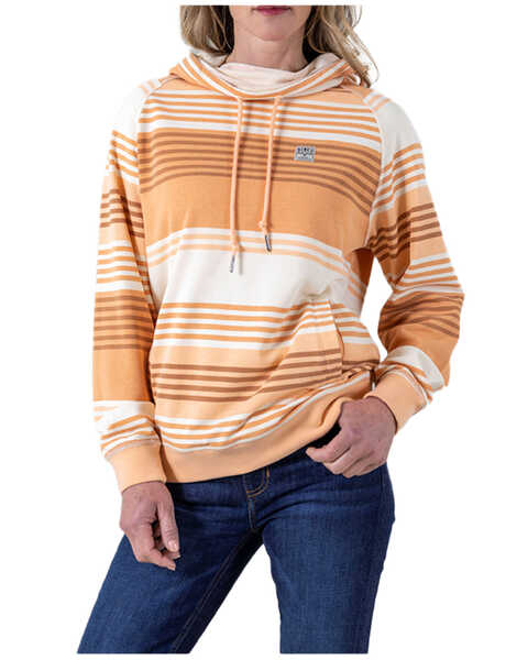 Image #1 - Kimes Ranch Women's Striped Hoodie , Orange, hi-res