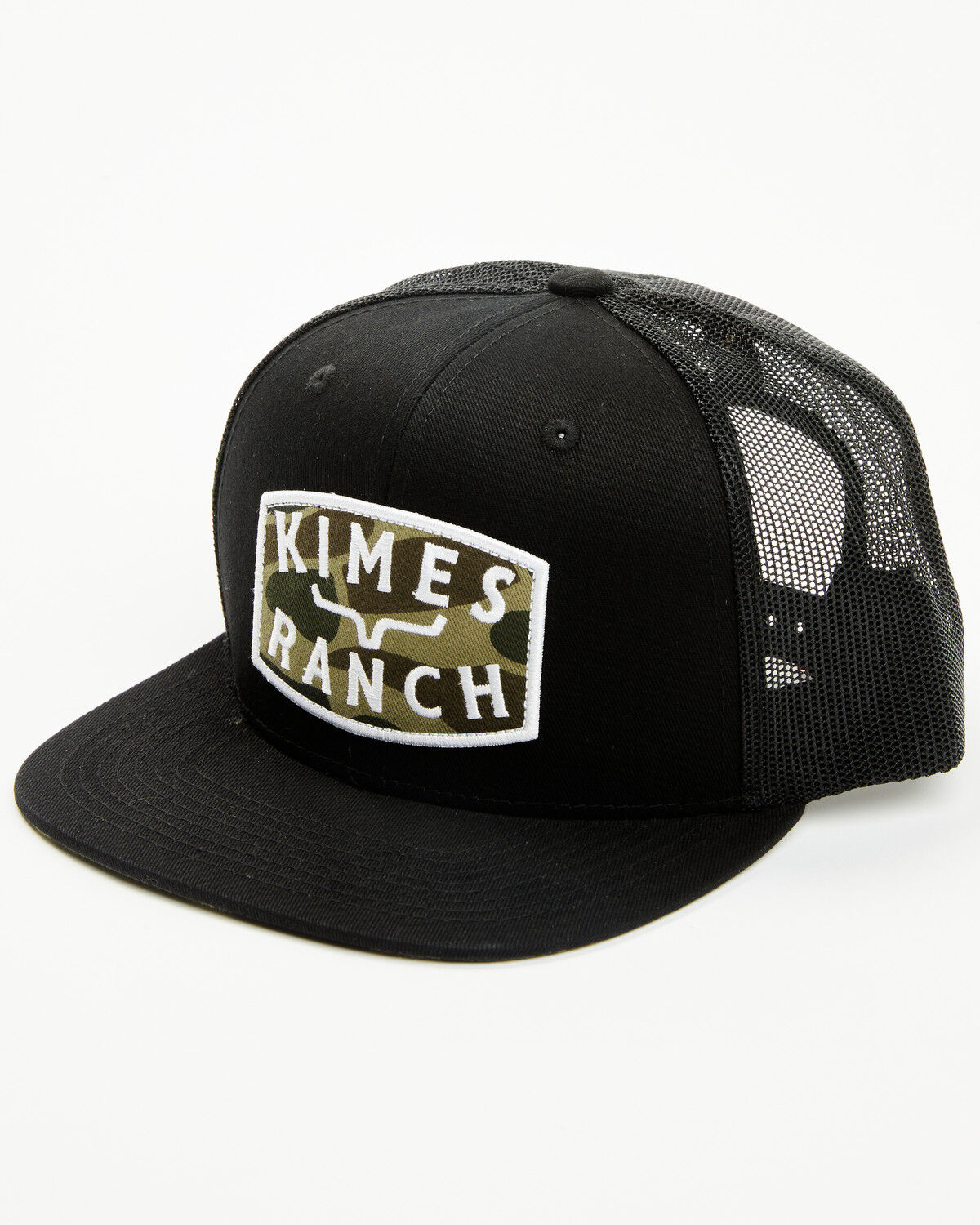 Image #1 - Kimes Ranch Men's Roy Camo Patch Ball Cap, Black, hi-res