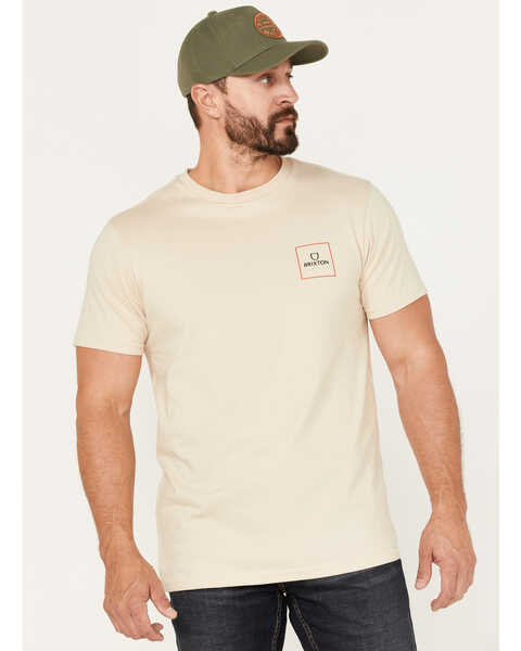 Image #1 - Brixton Men's Alpha Square Logo Graphic T-Shirt, Cream, hi-res