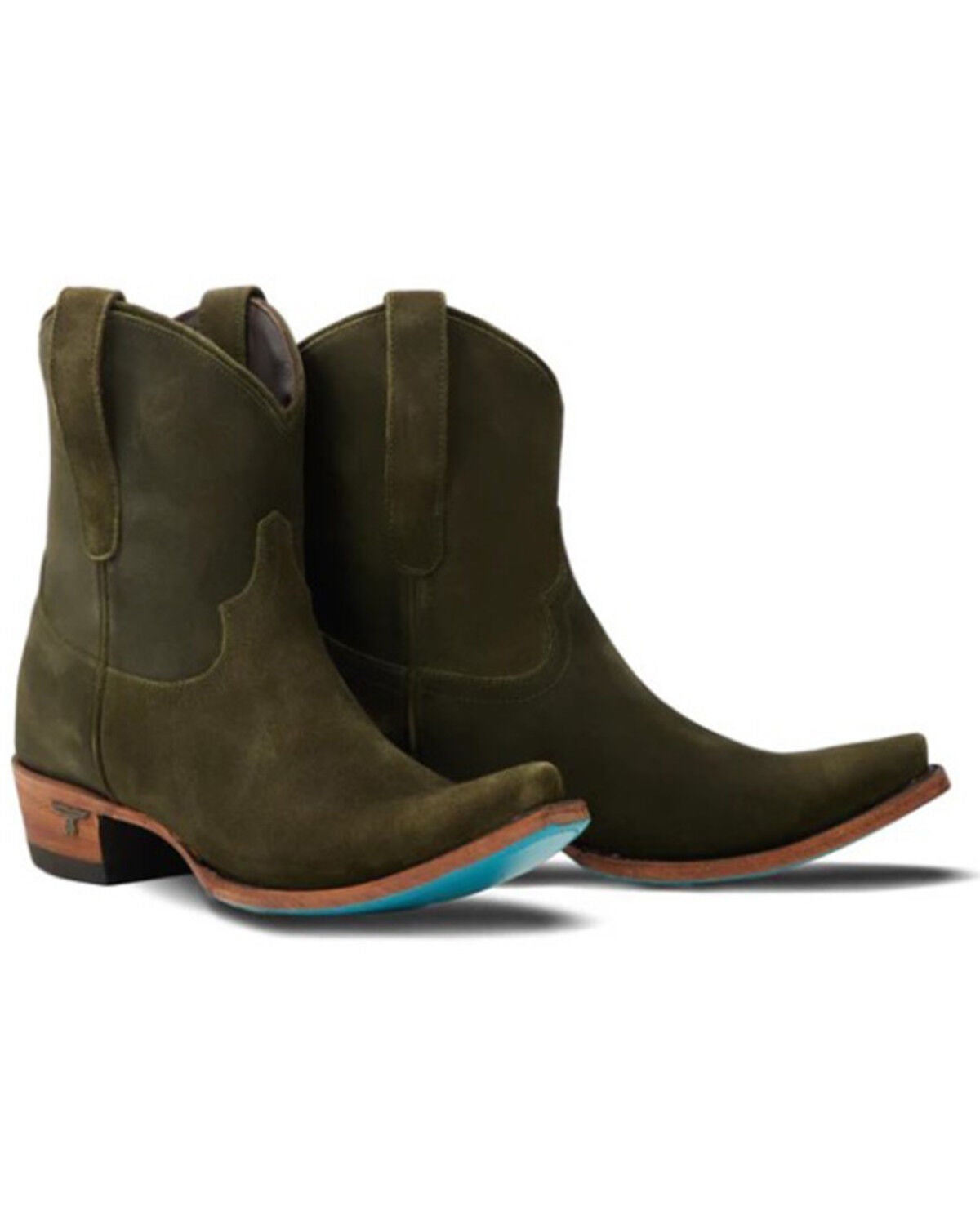 Lane Women's Emma Jane Suede Western Booties - Snip Toe, Olive, hi-res