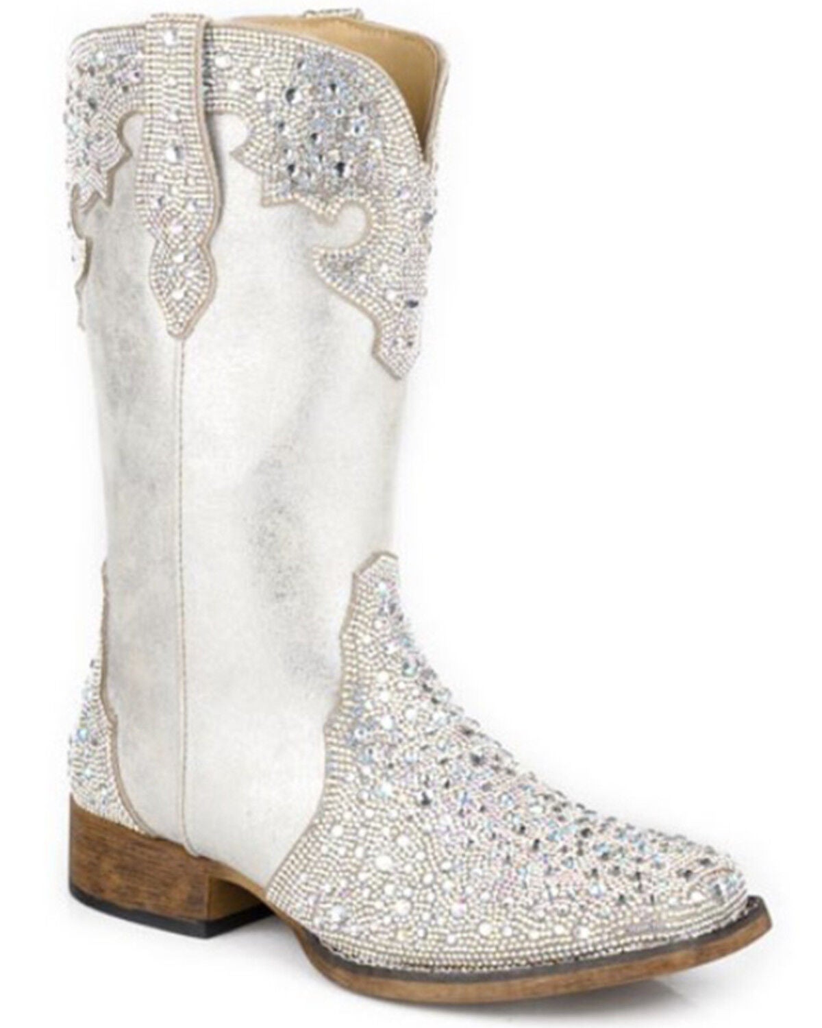 Image #1 - Roper Women's Starlit Metallic Western Boots - Broad Square Toe, Silver, hi-res
