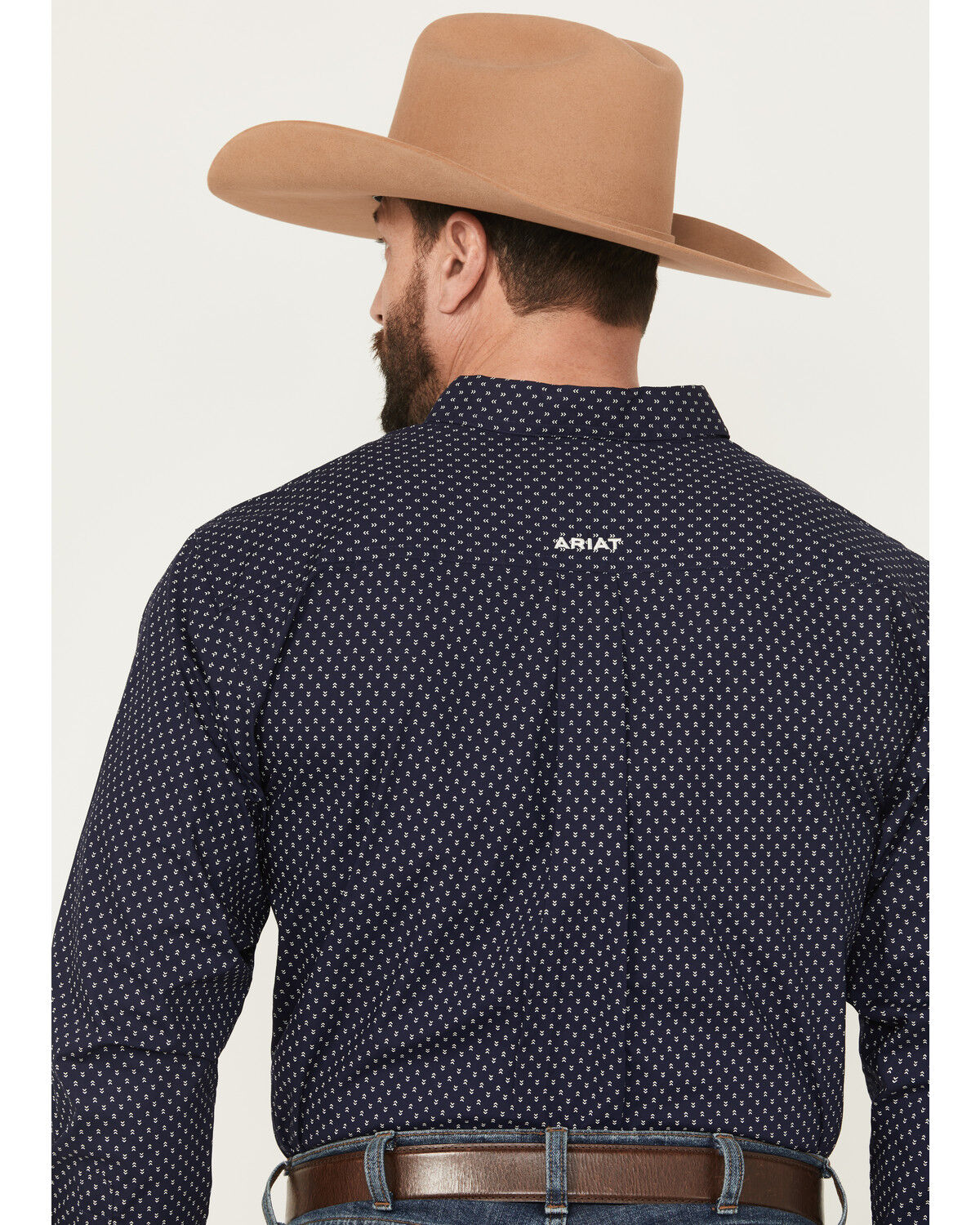 Image #4 - Ariat Men's Carmine Printed Long Sleeve Button-Down Western Shirt, Navy, hi-res