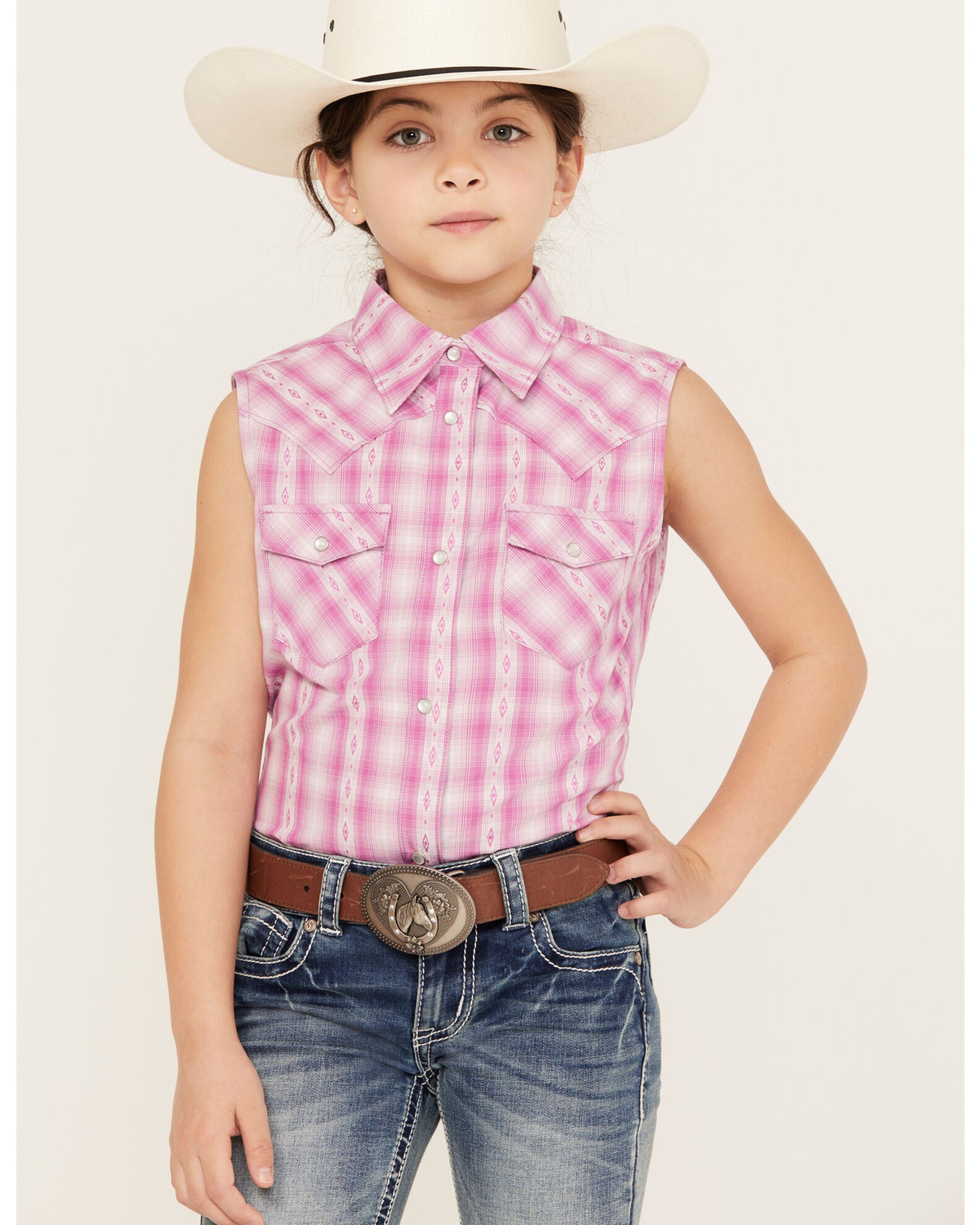 Girls Pink Vintage Cowgirl Pearl Snap Onesie or Shirt by Shea Baby
