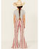 Image #4 - Cowboy Hardware Girls' Serape Striped Print Flare Jeans, Red, hi-res