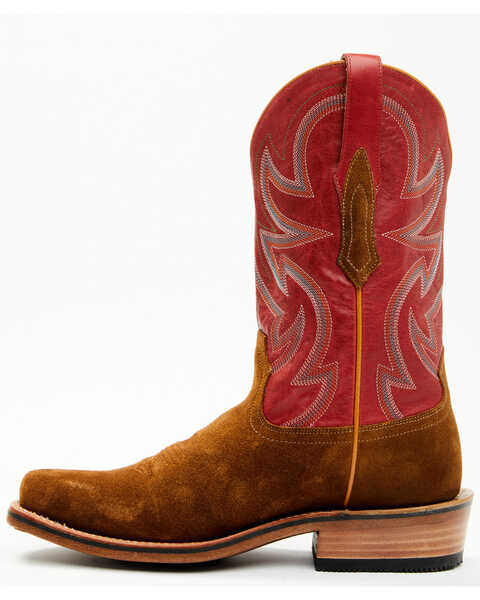 Image #3 - RANK 45® Men's Archer Roughout Western Boots - Square Toe, Red, hi-res
