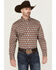 Image #1 - RANK 45® Men's Multaz Southwestern Print Geo Print Long Sleeve Button-Down Performance Stretch Western Shirt, Teal, hi-res