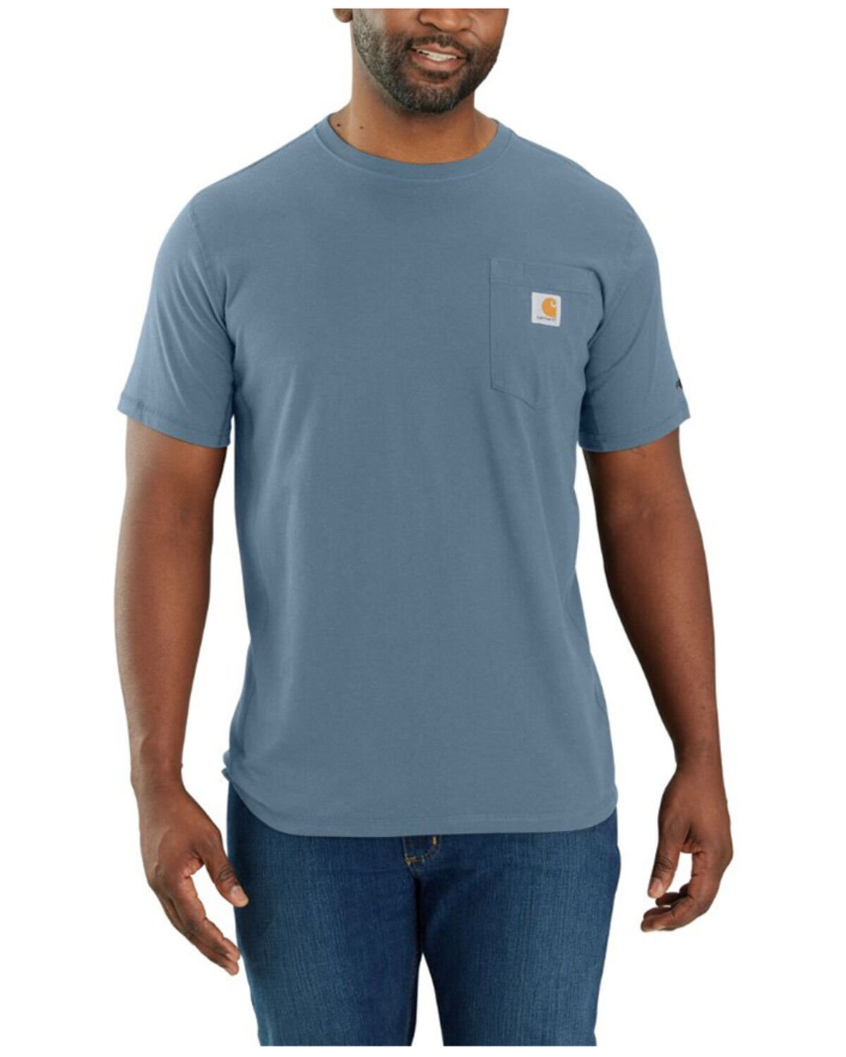 Image #1 - Carhartt Men's Force® Relaxed Fit Midweight Short Sleeve Pocket Work T-Shirt, Light Blue, hi-res