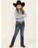 Image #1 - Shyanne Little Girls' Dark Wash Horse Embroidered Bootcut Jeans , Blue, hi-res