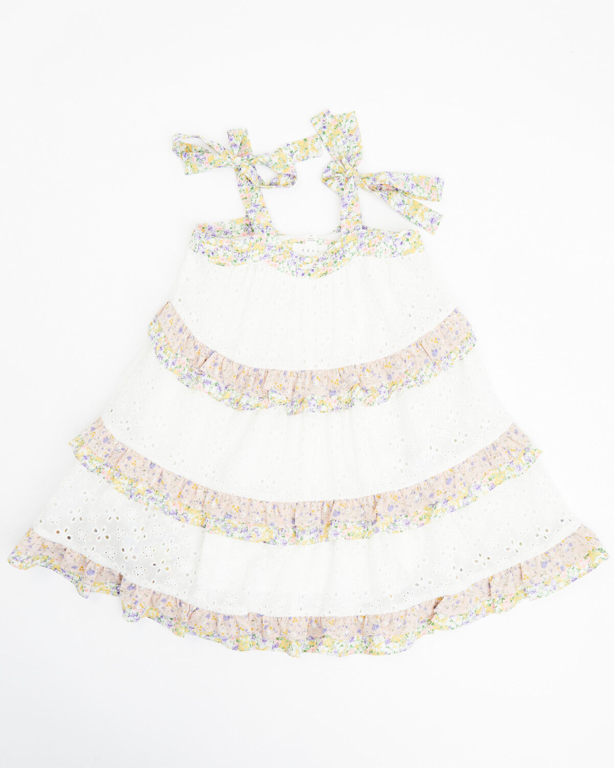 Image #3 - Yura Toddler Girls' Tiered Ruffled Eyelet Dress, White, hi-res