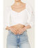 Image #3 - Beyond The Radar Women's Cut Out Sleeve Tie Back Top, White, hi-res