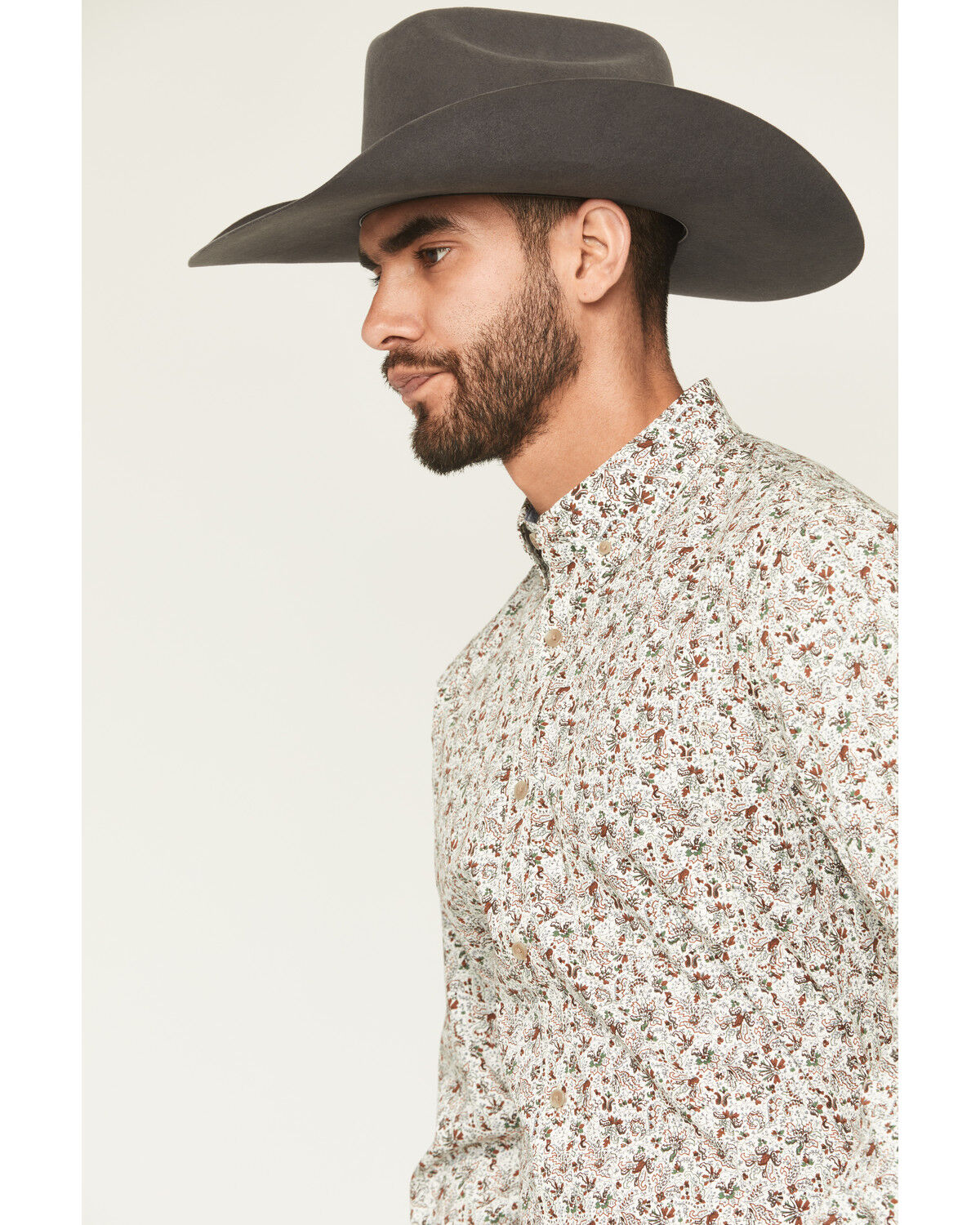 Image #2 - Cody James Men's Picher Floral Print Long Sleeve Button-Down Stretch Western Shirt, Tan, hi-res