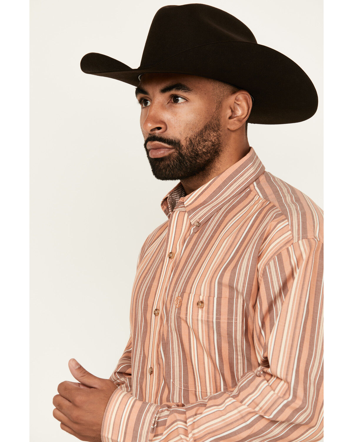 Image #2 - George Strait by Wrangler Men's Striped Long Sleeve Button-Down Stretch Western Shirt, Multi, hi-res