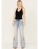 Driftwood Women's Light Wash High Rise Falling Sunflower Flare Jeans, Light Wash, hi-res