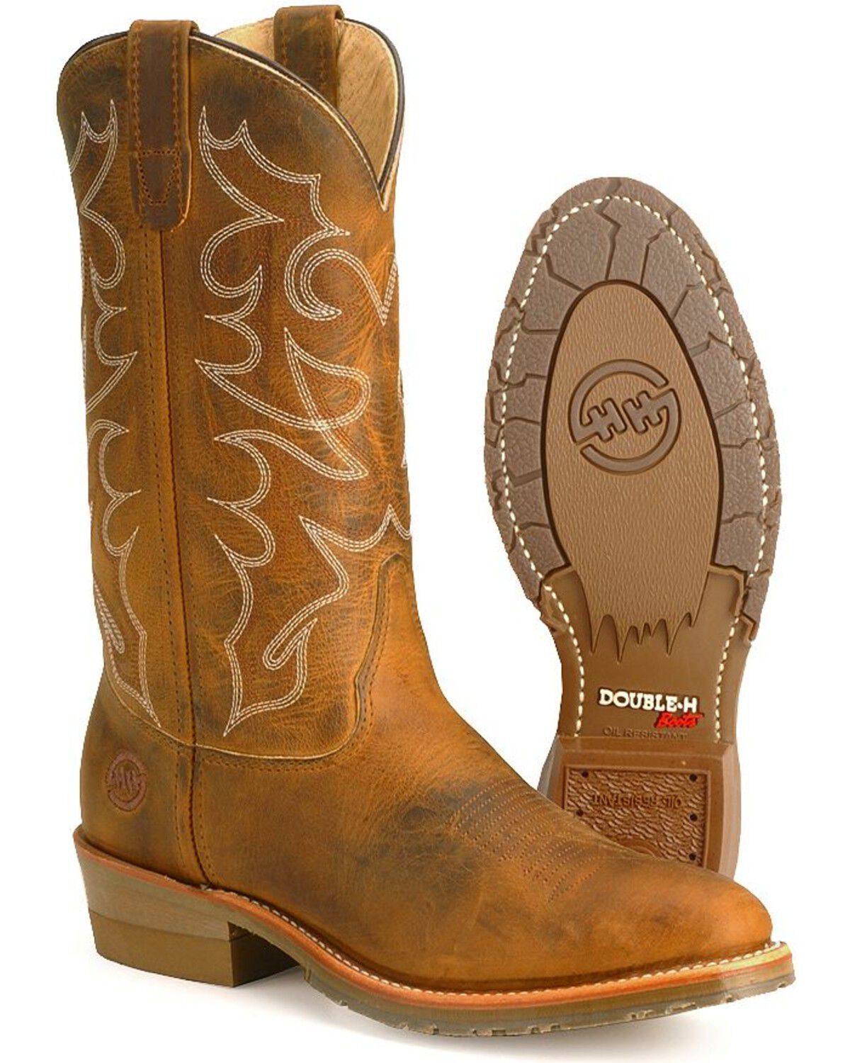 Image #2 - Double H Men's Gel Ice Western Boots - Round Toe, Brown, hi-res