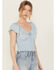 Image #2 - Bila Women's Floral Print Short Sleeve Shirt, Blue, hi-res