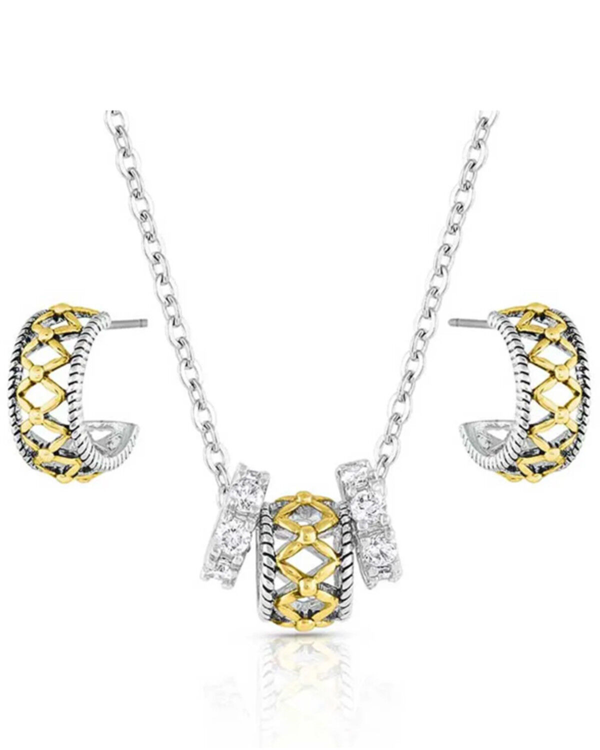 Image #1 - Montana Silversmiths Women's Montana Gold Woven Jewelry Set - 2 Piece, Silver, hi-res