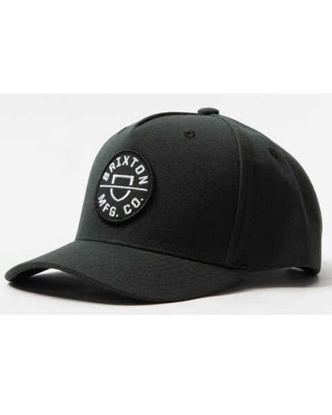Brixton Men's Crest Circle Logo Patch Ball Cap, Black, hi-res