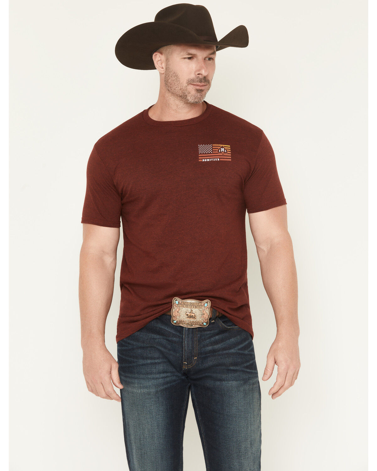 Image #2 - Howitzer Men's Fire Dealer Short Sleeve Graphic T-Shirt, Burgundy, hi-res