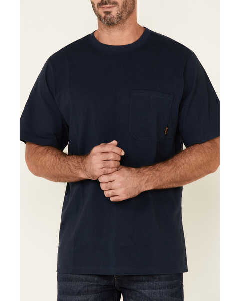 Image #3 - Hawx Men's Solid Navy Forge Short Sleeve Work Pocket T-Shirt , Navy, hi-res
