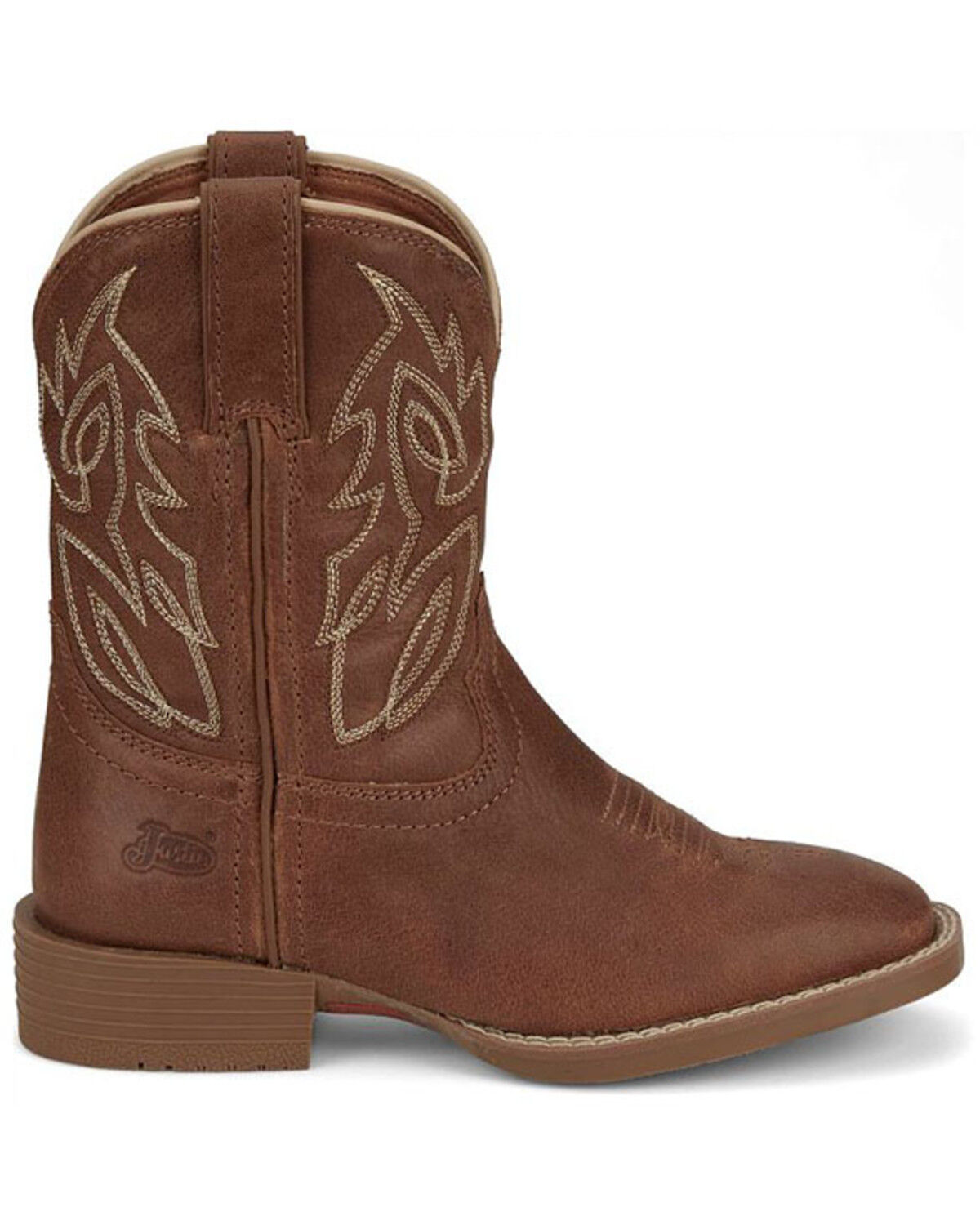 Image #2 - Justin Boys' Canter Western Boots - Broad Square Toe, Brown, hi-res