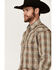 Image #2 - Stetson Men's Plaid Print Long Sleeve Pearl Snap Western Shirt, Lt Brown, hi-res