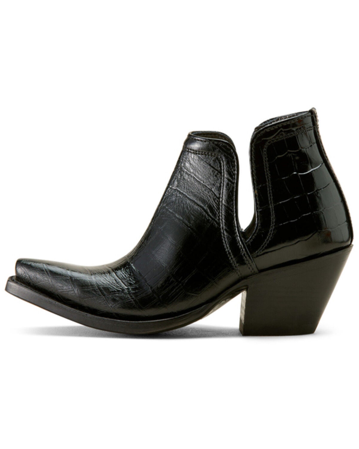 Image #2 - Ariat Women's Dixon Crocodile Print Western Booties - Snip Toe, Black, hi-res